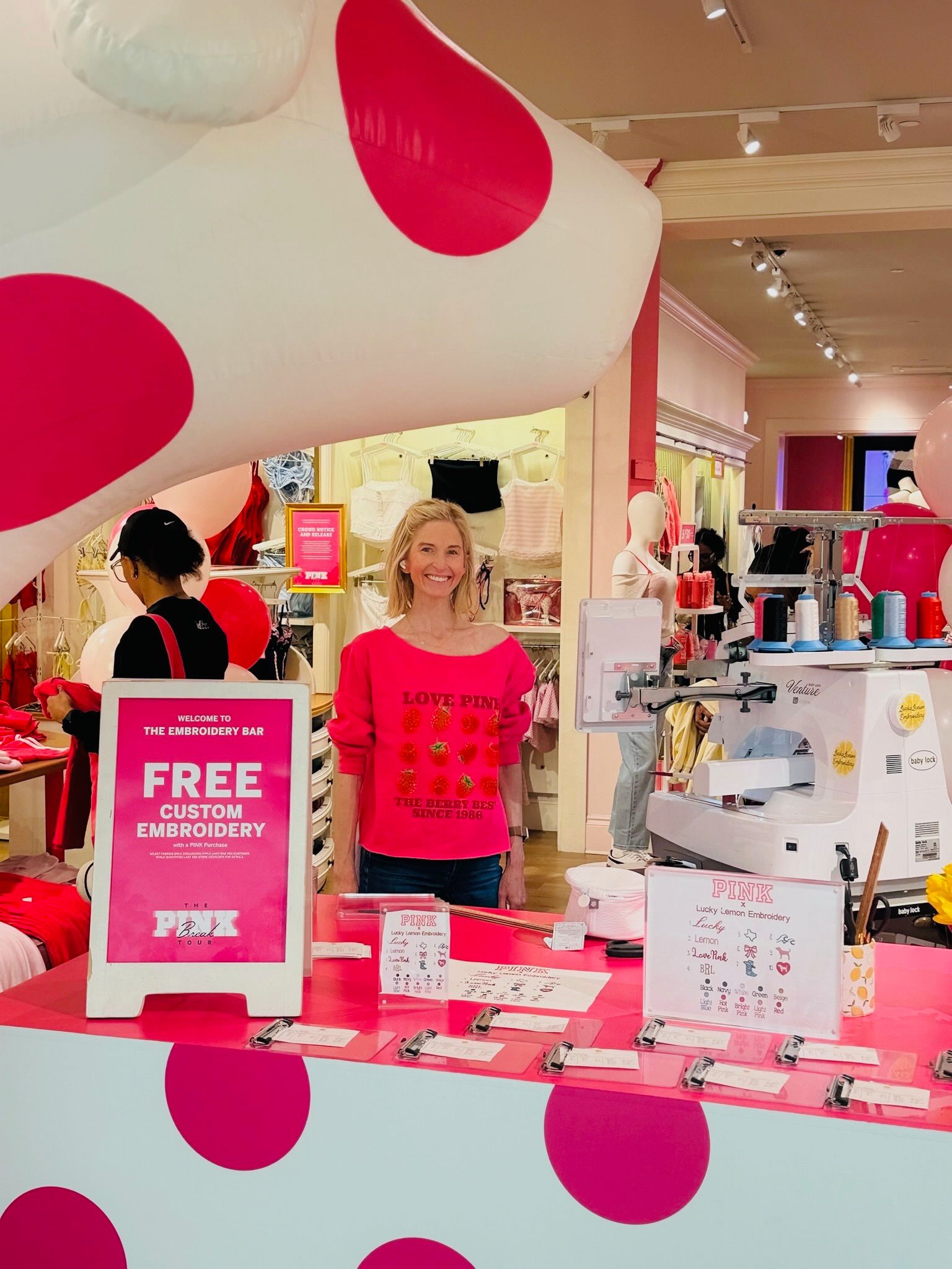 Emily at an on-site event for PINK
