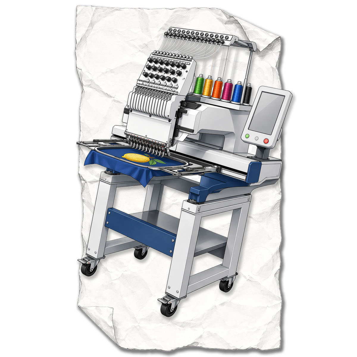Lucky Lemon embroidery machine illustration