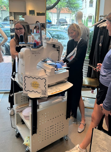 Live embroidery at a corporate event