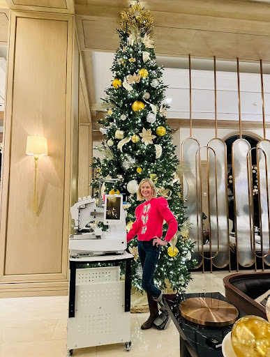 Guests watching live embroidery